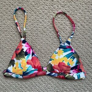 Hollister Swim Tropical Floral Triangle Bikini Top XS